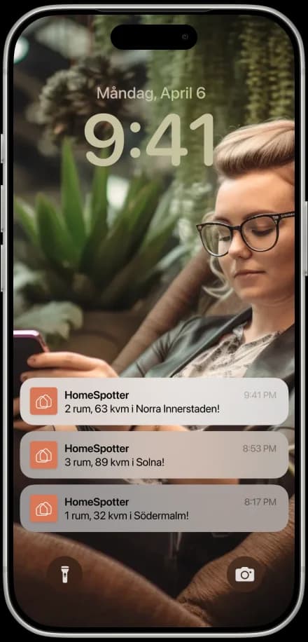 HomeSpotter-användare som får notiser om nya lägenheter